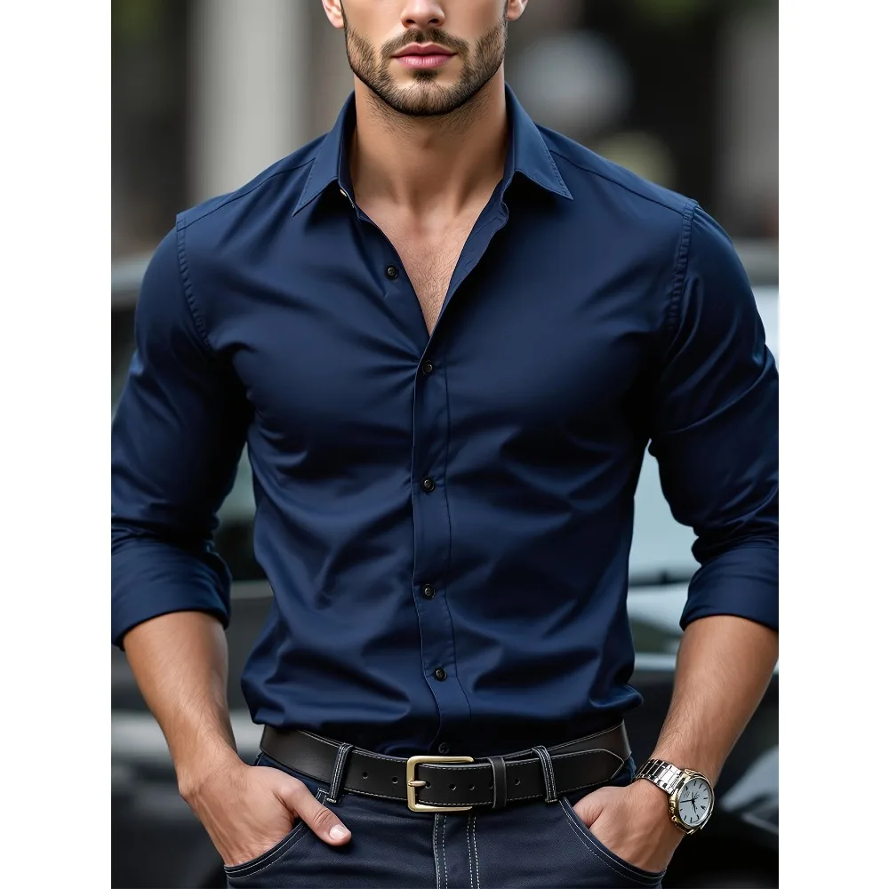 Men Casual White Shirt Brand Fashion